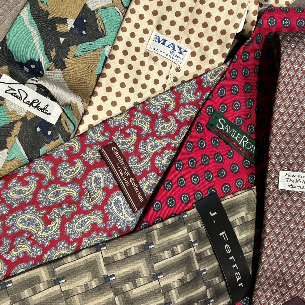 9 ties, including Savile Row Red Paisley Men's Tie